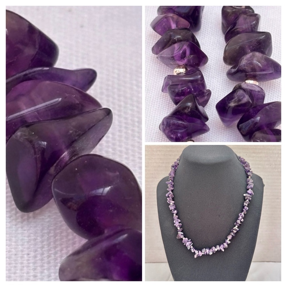 Vintage Amethyst Chip Beaded Necklace – Y2K Boho Layering Piece